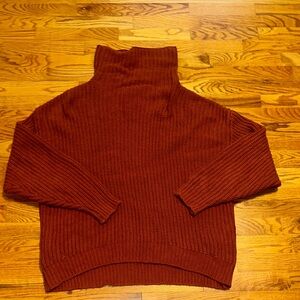 Turtleneck Sweater - Rust Red Cowl Neck